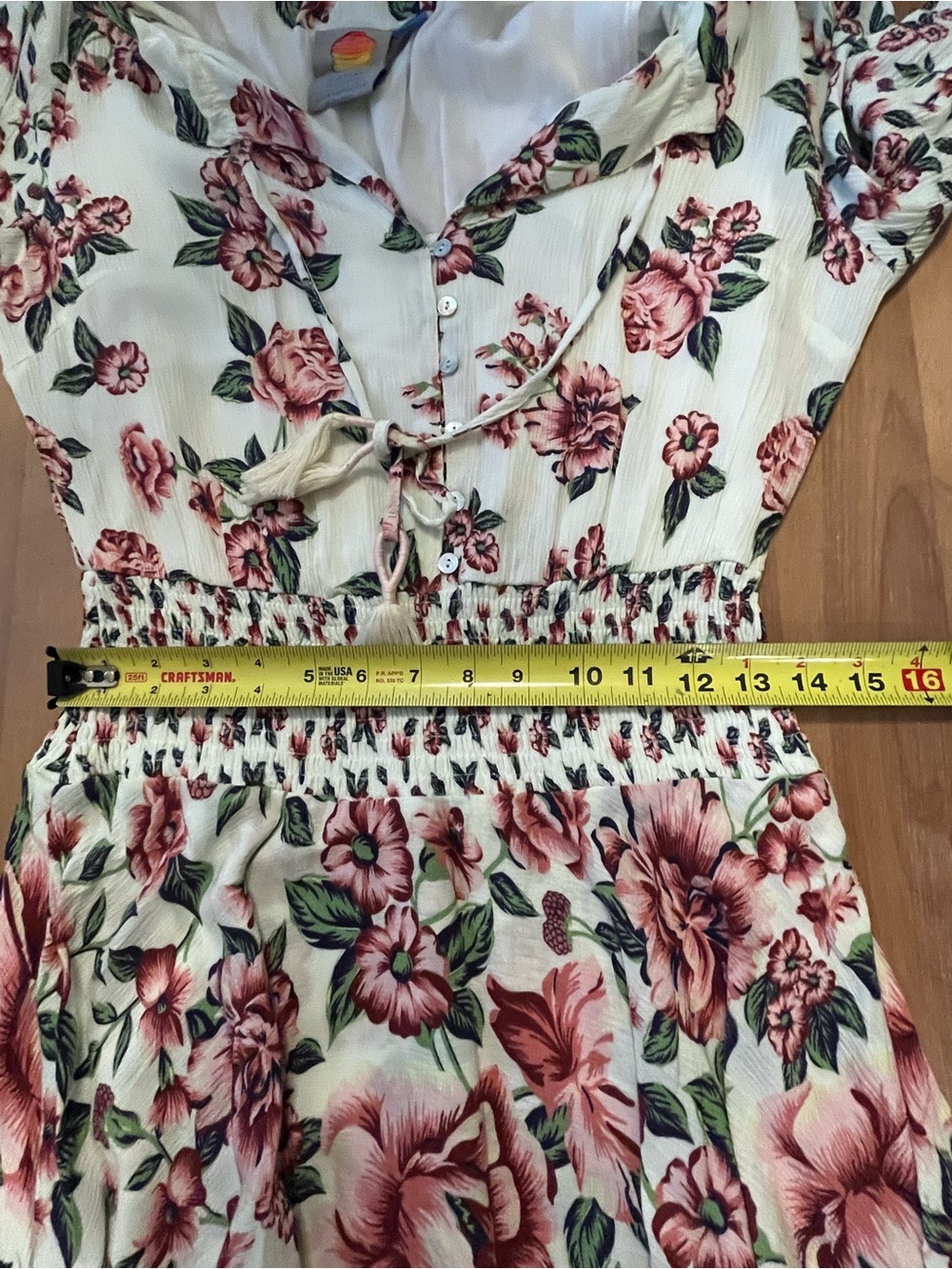 Farm Rio Anabela Floral Smocked Dress M Cottagecore - Picture 11 of 12